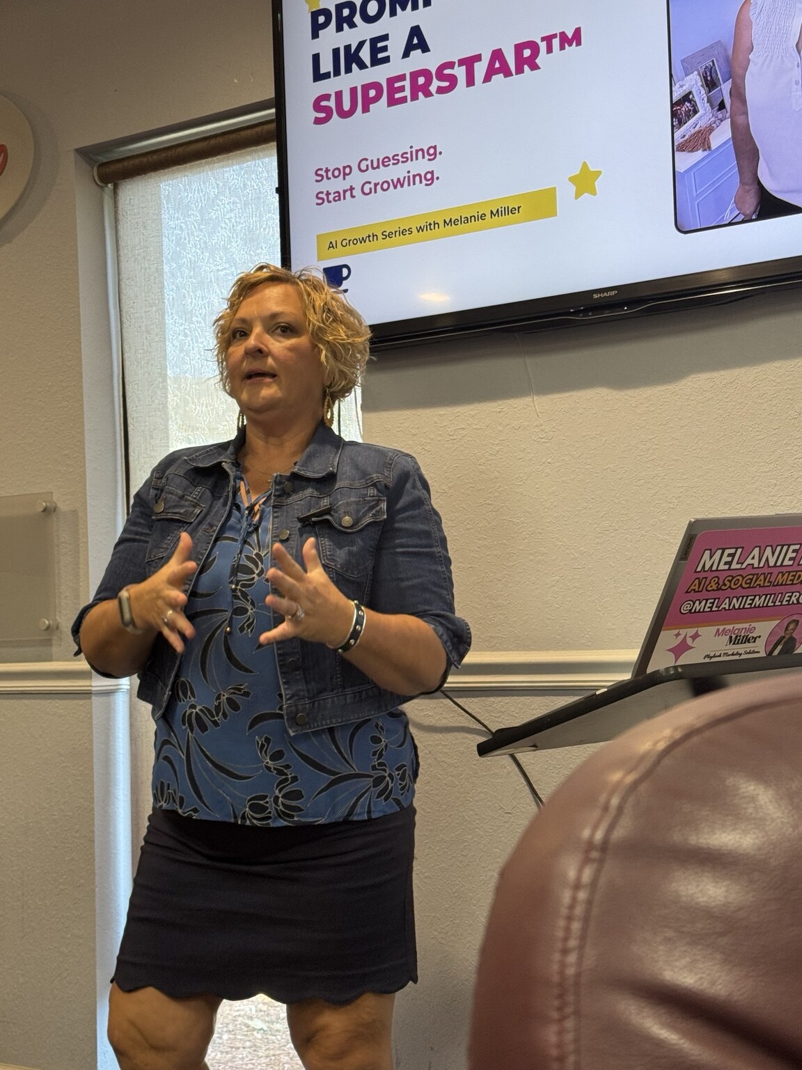 Melanie Miller leading an AI Growth Series training at the Osceola Chamber