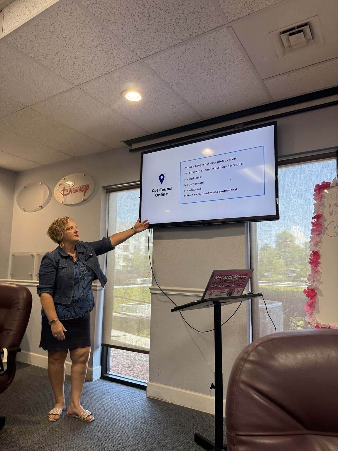 Melanie Miller teaching Google Business Profile strategies at the Osceola Chamber
